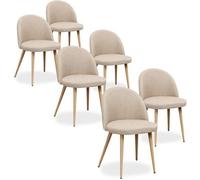 Lot de 6 chaises scandinaves Cecilia tissu Beige