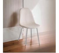 Lot de 6 Chaises Scandinaves en Velours et pieds métallique Argent - Beige