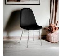 Lot de 6 Chaises Scandinaves en Velours et pieds métallique Argent - Noir