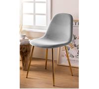 Lot de 6 Chaises Scandinaves en Velours et pieds métallique Dorée - Gris