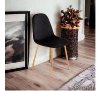 Lot de 6 Chaises Scandinaves en Velours et pieds métallique Doréé- Noir