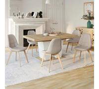 IDMarket - Lot de 6 chaises scandinaves Gaby Beige en Tissu pour Salle à Manger