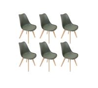 MEDALINE - Lot de 6 Chaises Scandinaves Kaki -