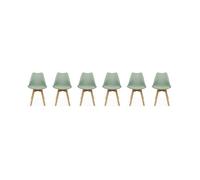 sweeek - Lot de 6 chaises scandinaves. Pieds Bois de hêtre. chaises 1 Place. Vert céladon