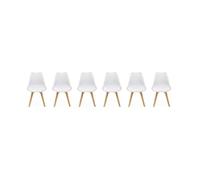Lot de 6 chaises scandinaves. pieds bois de hêtre. chaises 1 place. blancs