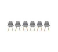 Lot de 6 chaises scandinaves. pieds bois de hêtre. fauteuils 1 place. gris