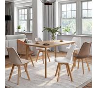 Lot De 6 Chaises Scandinaves Sara Beige, Blanc Et Velours Patchworks Marron Et Beige Multicolore