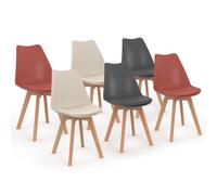 Lot De 6 Chaises Sara Mix Color Gris Foncé X2, Beige X2, Terracotta X2