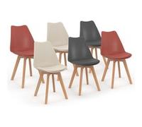 Lot De 6 Chaises Sara Mix Color Gris Foncé X2, Beige X2, Terracotta X2