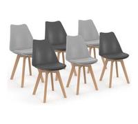 Lot de 6 chaises scandinaves SARA mix color gris foncé x3 et gris clair x3 gris G