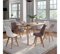 IDMarket – Lot de 6 chaises scandinaves SARA – Mix taupe, beige et blanc