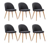 Menzzo Chaises Scandinaves Morro – Tissu Gris foncé, H. 78 cm – Lot de 6