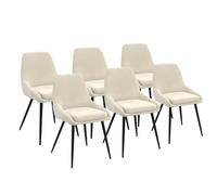 IDMarket - Lot de 6 chaises THALYA en velours avec accoudoirs - Beige