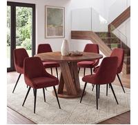 Lot de 6 chaises THALYA en velours bordeaux avec accoudoirs