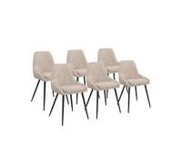 IDMarket Lot de 6 chaises de salle à manger THALYA velours avec accoudoirs taupe