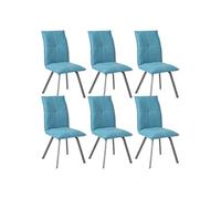 BISPO - Lot de 6 Chaises Tissu Coloris Bleu - Altobuy Bleu