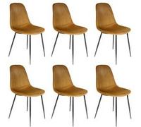 ALESSIA - Lot de 6 Chaises Velours Côtelé Jaune Moutarde - Altobuy Jaune
