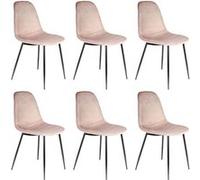 ALESSIA - Lot de 6 Chaises Velours Côtelé Roses -