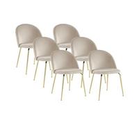 Lot de 6 chaises - Velours et acier inoxydable doré - Beige - MELBOURNE