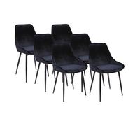 Lot de 6 chaises - Velours et métal noir - Noir - MASURIE