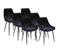 Lot de 6 chaises - Velours et métal noir - Noir - MASURIE