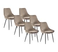 Lot de 6 chaises - Velours et métal noir - Taupe - MASURIE