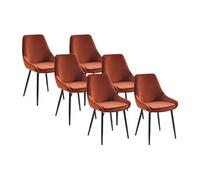 Lot de 6 chaises - Velours et métal noir - Terracotta - MASURIE