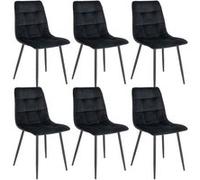 STRIB - Lot de 6 Chaises Velours Noir et Piétement Acier - Altobuy Noir