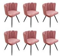 Lot de 6 Chaises Velours Rose - CHARLOTTE - ALTOBUY Rose G