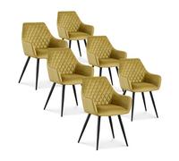 Lot de 6 chaises Victoria en velours jaune moutarde pieds noir