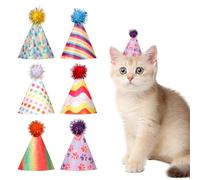 Lot de 6 chapeaux d'anniversaire réglables pour chien/chat, chapeau d'anniversaire pour petit chien, chat, animaux en peluche, poupées, chiots et lapins