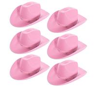 Lot de 6 chapeaux de cowboy en feutre avec étoiles - Chapeau de cowgirl clouté - Accessoire de déguisement pour adulte - Far West