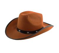 Lot de 6 chapeaux de cowboy marron en feutre clouté avec ficelle - Chapeau de cowboy cowboy - Accessoire de déguisement Wild West