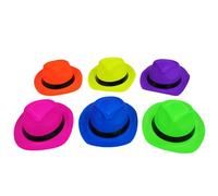 Lot de 6 chapeaux de fête néon, chapeau de jazz, chapeaux de performance colorés, chapeau fluorescent
