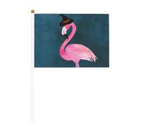 Lot de 6 chapeaux de sorcière flamant rose d'Halloween et 10 drapeaux agitant les mains, drapeau à main sur bâton, pour défilés, fêtes, bars, anniversaires