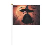 Lot de 6 chapeaux de sorcière flamant rose Halloween - Lot de 6 drapeaux faits à la main - Petits drapeaux pour défilés, fête, bar, anniversaire