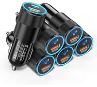 Lot de 6 chargeurs de voiture USB C, 38 W double USB-C + USB-A, charge rapide PD/QC 3.0, adaptateur allume-cigare USB pour iPhone 17/16/15/14/13/12/11/Pro Max, iPad, Samsung