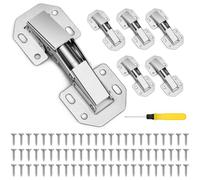 Lot de 6 charnières à visser pour porte d'armoire - 90° - 105 x 43,5 mm - Charnières à fermeture douce avec 72 vis et double tournevis - Charnières de meubles pour portes d'armoire