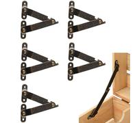 Lot de 6 charnières de couvercle pour caisses à avec mécanisme de fermeture douce, fonction pivotante réglable et robuste pour armoires avec ouverture vers le bas