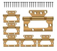 Lot de 6 charnières de porte à mortaise en acier inoxydable sans bruit de 12,7 cm - Charnières de porte à rotation lisse pour armoire, fenêtre, meubles (doré)