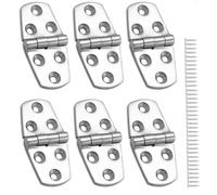 Lot de 6 charnières de trappe de bateau en acier inoxydable 316 de qualité marine, 7,6 x 3,8 cm, charnières de porte d'armoire robustes avec vis