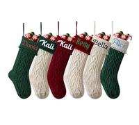 Lot de 6 chaussettes de Noël personnalisées de 45,7 cm avec nom brodé pour cheminée, décoration de fête de vacances