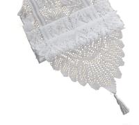 Lot de 6 chemins de table brodés avec franges - Bande de tissu creux transparent pour décoration de Noël, vacances, cuisine, 33 x 91 cm (blanc)