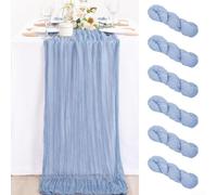 Lot de 6 chemins de table en étamine pour chemin de table, table en gaze bleu layette, décoration de table de mariage, chemin de table, table transparente pour chemin de table, centre de table