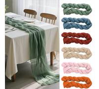 Lot de 6 chemins de table longs - 90 x 300 cm - En gaze - Style bohème - Décoration de table de mariage - 6 couleurs crème - Pour anniversaire, Saint-Valentin, fête - 6 couleurs crème