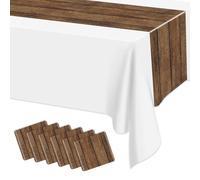 Lot de 6 chemins de table rustiques en grain de bois marron - Décoration de table rectangulaire pour grange occidentale, barbecue, fête d'anniversaire, 35 x 274 cm