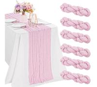 Lot de 6 chemins de table semi-transparents en sable pour décoration de table de mariage, décoration de fête prénuptiale, décoration d'arche de mariage, style élégant