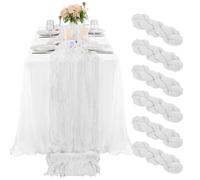 Lot de 6 chemins de table semi-transparents pour décoration de table de mariage, arche de mariage, décoration de table de fête prénuptiale