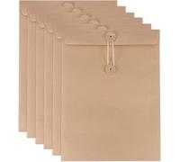 Lot de 6 chemises A4 en papier kraft respectueux de l'environnement avec fermeture à ficelle - Enveloppe marron pour projets, documents et rapports - Porte-documents recyclé durable