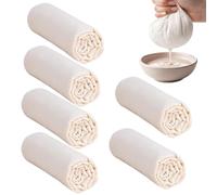 Lot de 6 chiffons à fromage non blanchi réutilisables à mailles fines en coton pour tamis à lait de noix pour la pâtisserie, le jus, le yoga, les boissons
